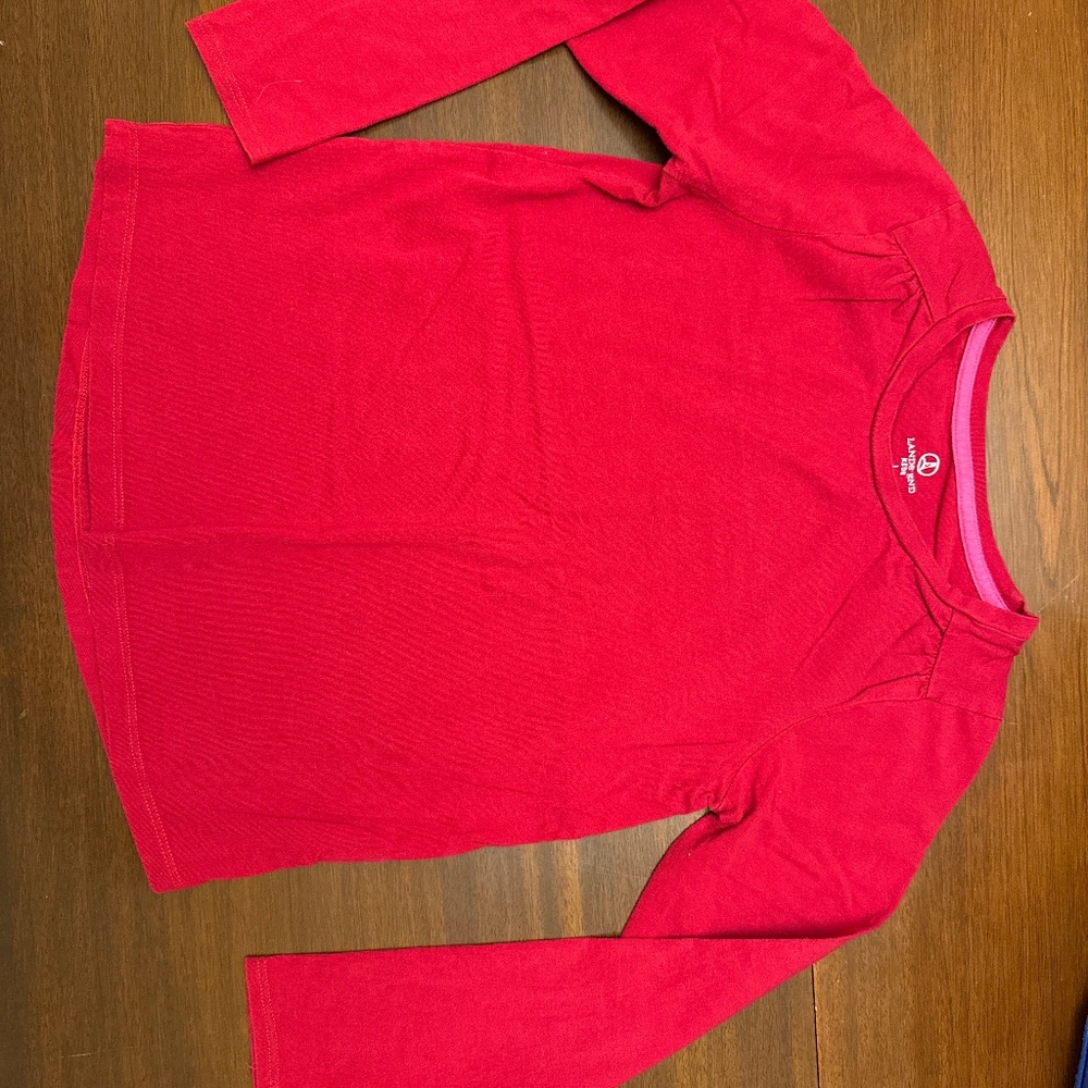 Christmas red Lands End girls long sleeve shirt